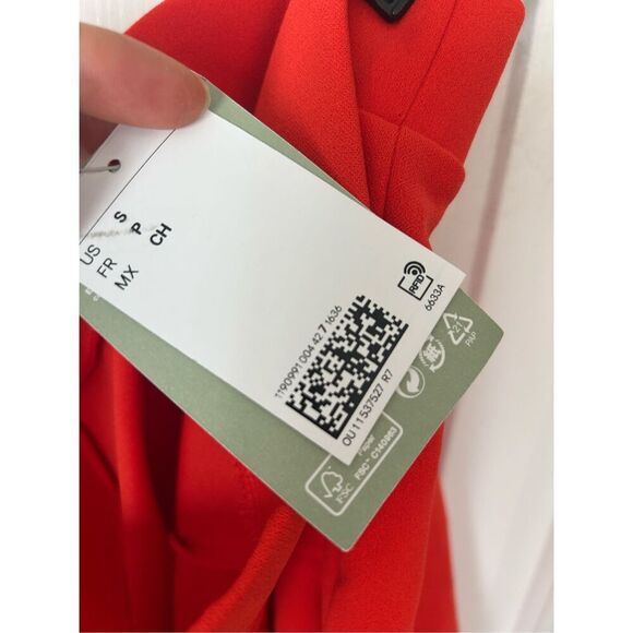 H&M red/orange pants size small high waisted with buttons shorts NWT - Picture 3 of 6